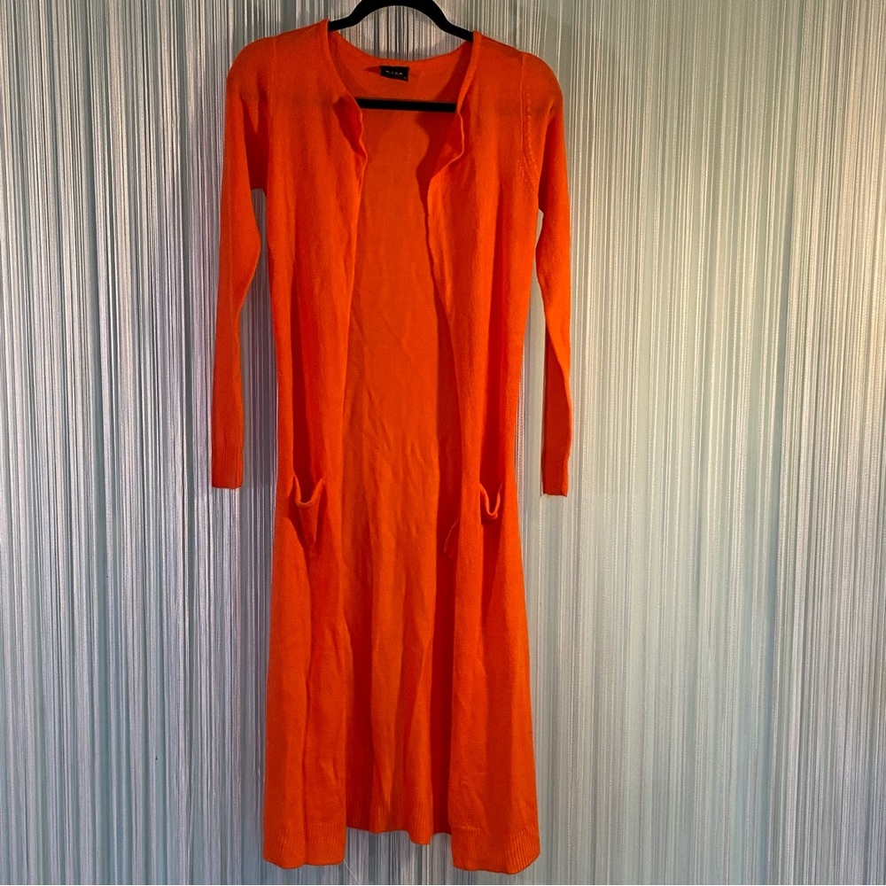 Orange Knit Maxi Cardigan Kimono Size XS